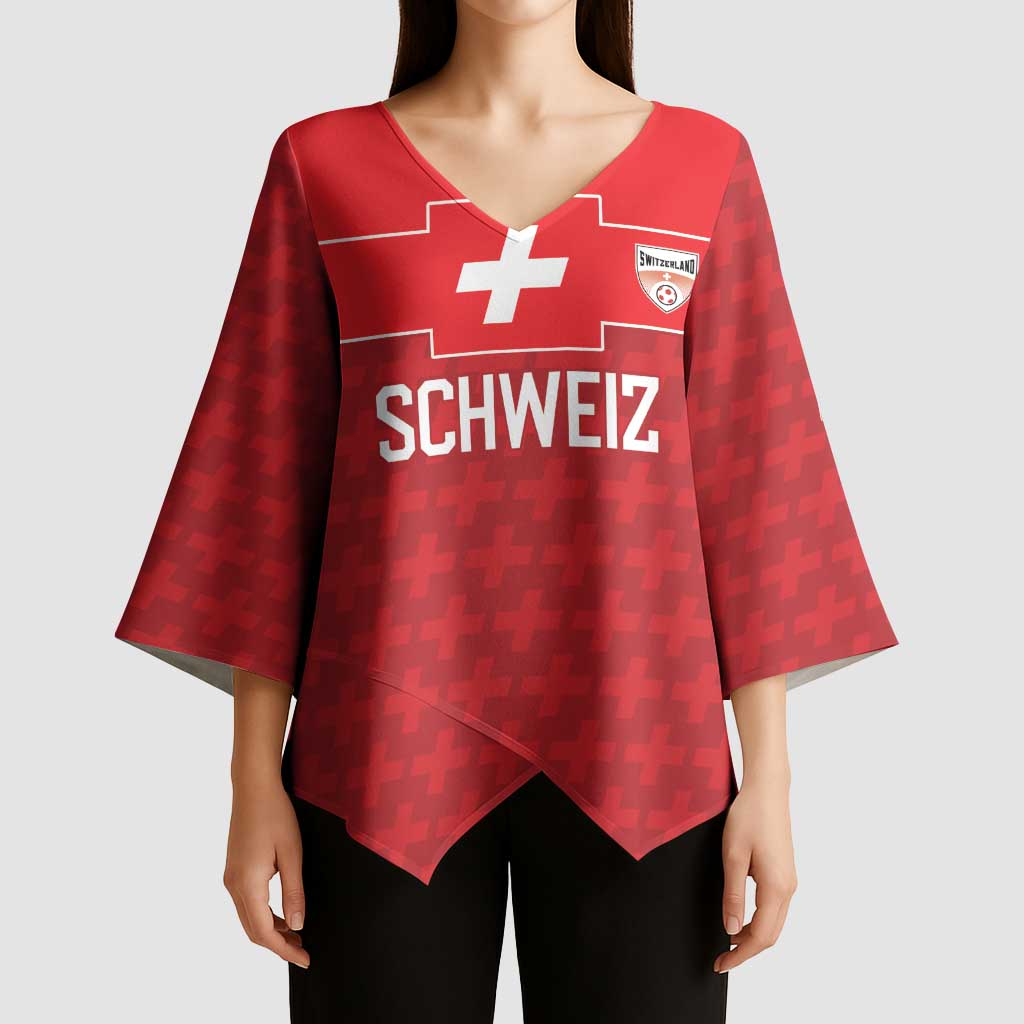 Custom World Football 2026 Switzerland Kimono Sleeve Blouse Schweiz Hopp Schwiiz - Wonder Print Shop