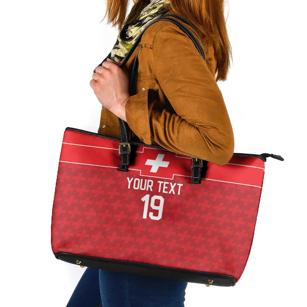 Custom World Football 2026 Switzerland Leather Tote Bag Schweiz Hopp Schwiiz - Wonder Print Shop