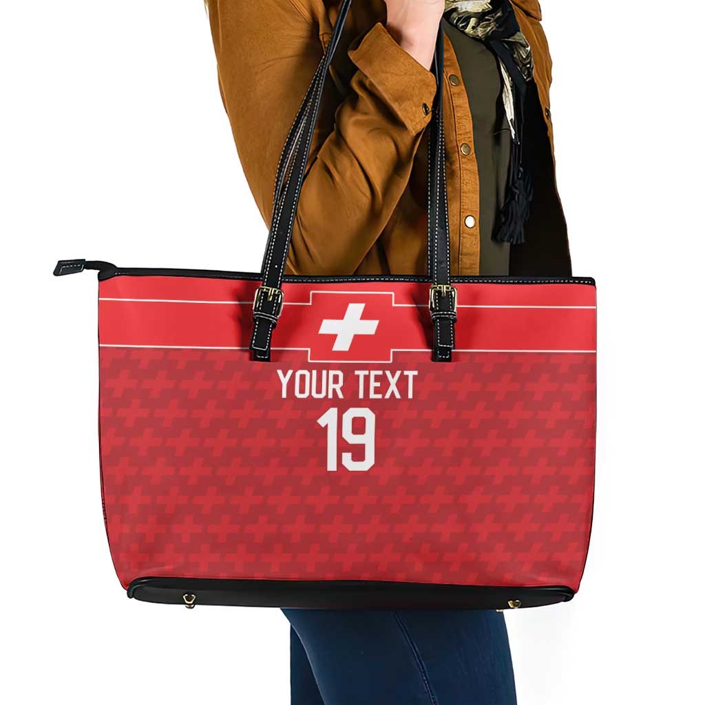 Custom World Football 2026 Switzerland Leather Tote Bag Schweiz Hopp Schwiiz - Wonder Print Shop
