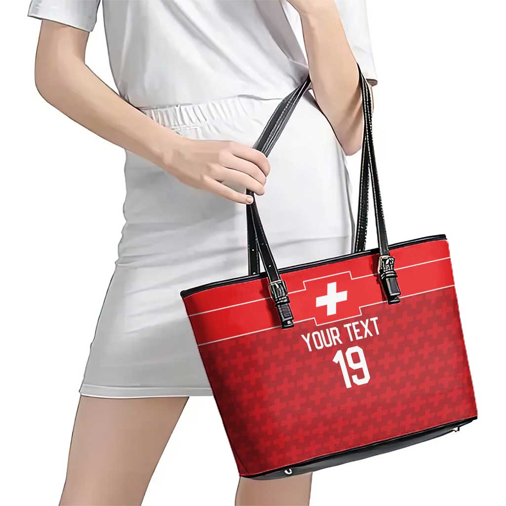 Custom World Football 2026 Switzerland Leather Tote Bag Schweiz Hopp Schwiiz - Wonder Print Shop