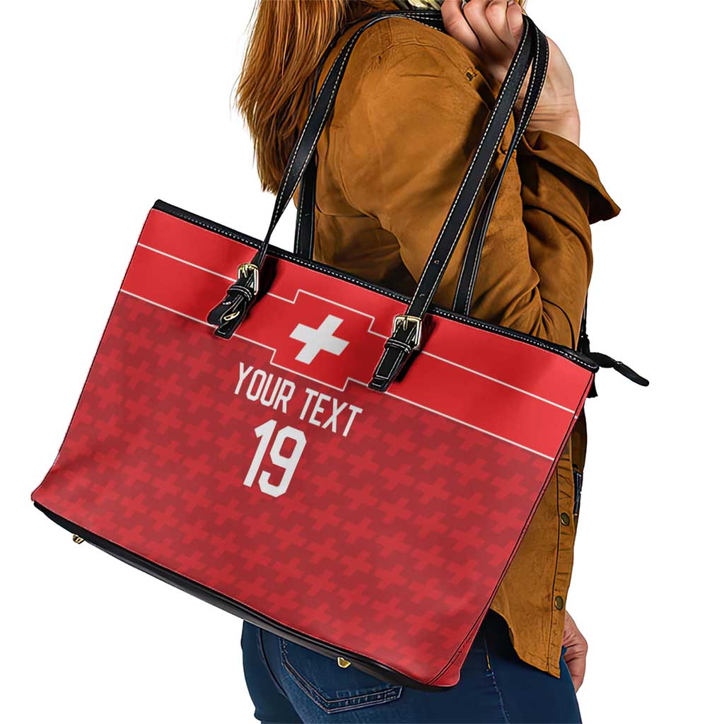 Custom World Football 2026 Switzerland Leather Tote Bag Schweiz Hopp Schwiiz - Wonder Print Shop