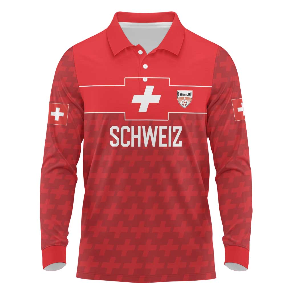 Custom World Football 2026 Switzerland Long Sleeve Polo Shirt Schweiz Hopp Schwiiz - Wonder Print Shop