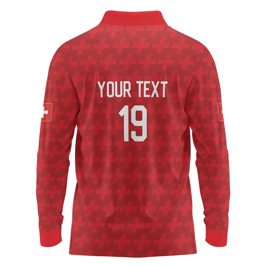 Custom World Football 2026 Switzerland Long Sleeve Polo Shirt Schweiz Hopp Schwiiz - Wonder Print Shop