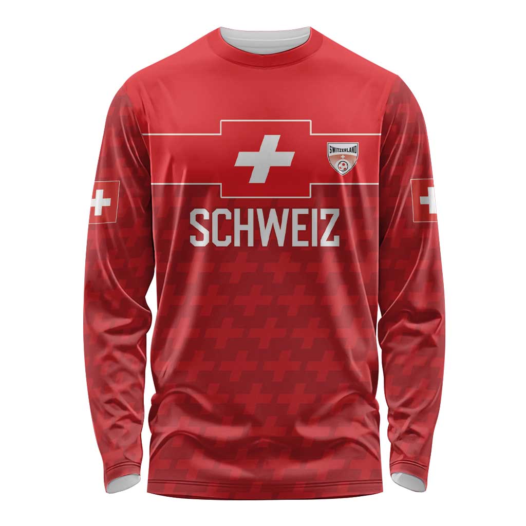 Custom World Football 2026 Switzerland Long Sleeve Shirt Schweiz Hopp Schwiiz - Wonder Print Shop