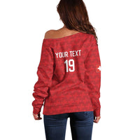 Custom World Football 2026 Switzerland Off Shoulder Sweater Schweiz Hopp Schwiiz - Wonder Print Shop