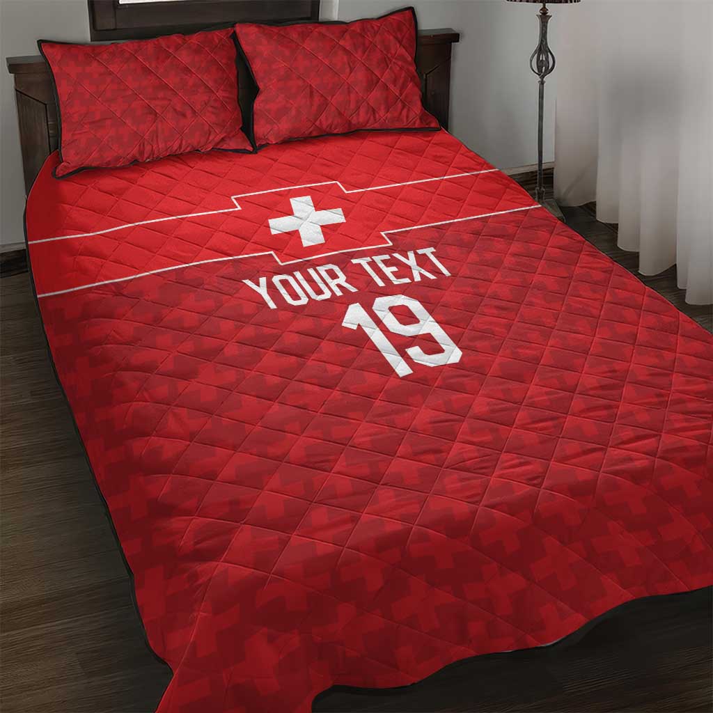 Custom World Football 2026 Switzerland Quilt Bed Set Schweiz Hopp Schwiiz - Wonder Print Shop