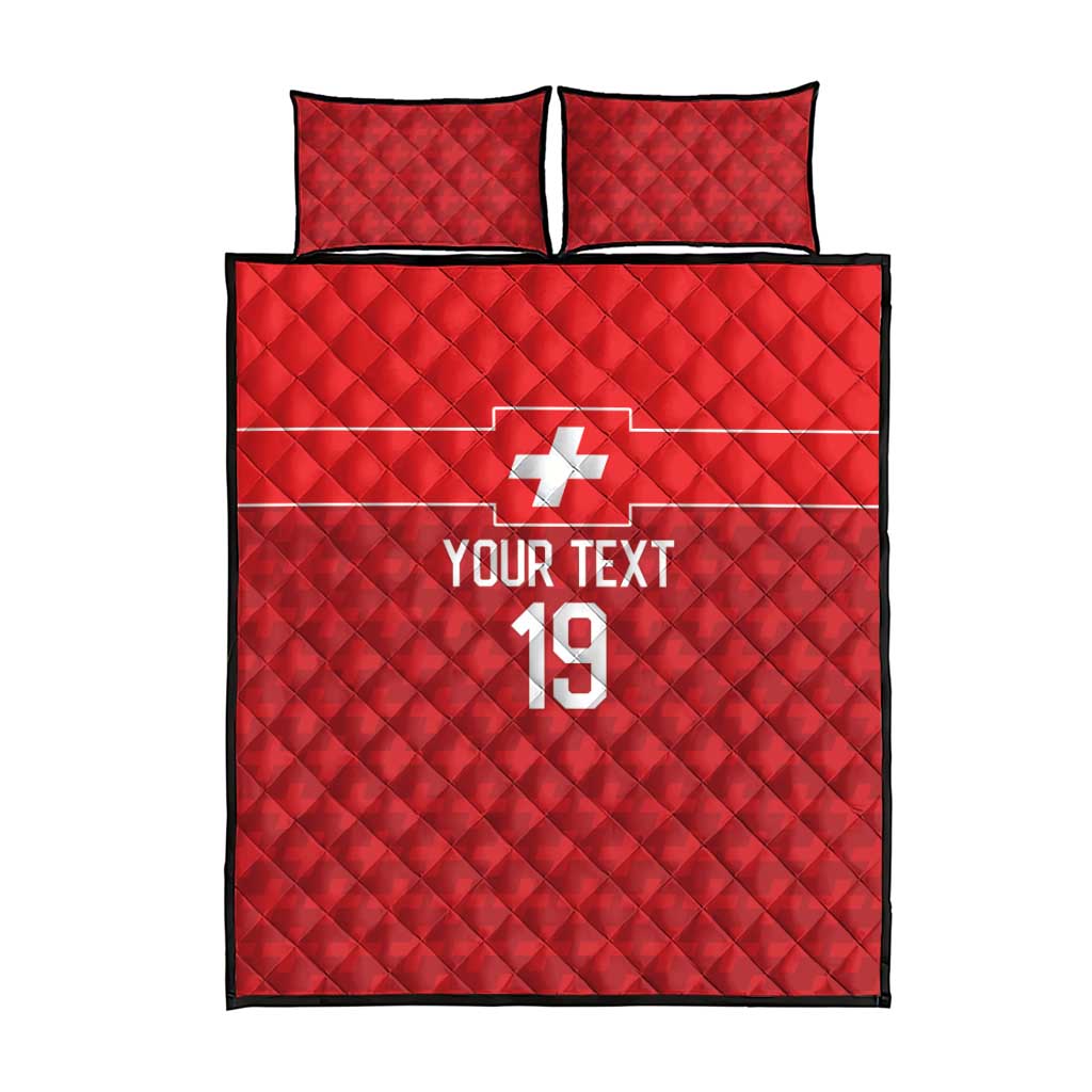 Custom World Football 2026 Switzerland Quilt Bed Set Schweiz Hopp Schwiiz - Wonder Print Shop