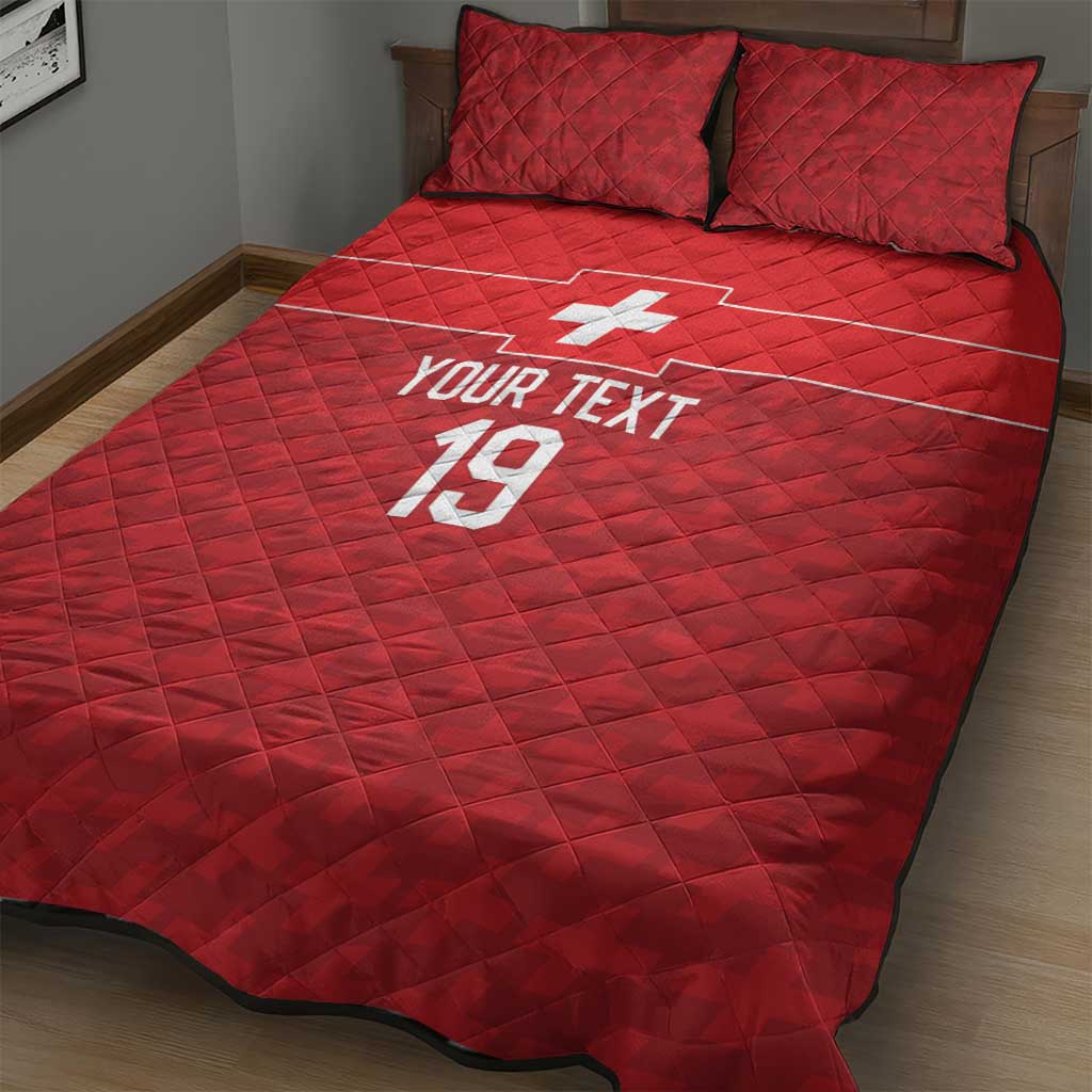 Custom World Football 2026 Switzerland Quilt Bed Set Schweiz Hopp Schwiiz - Wonder Print Shop