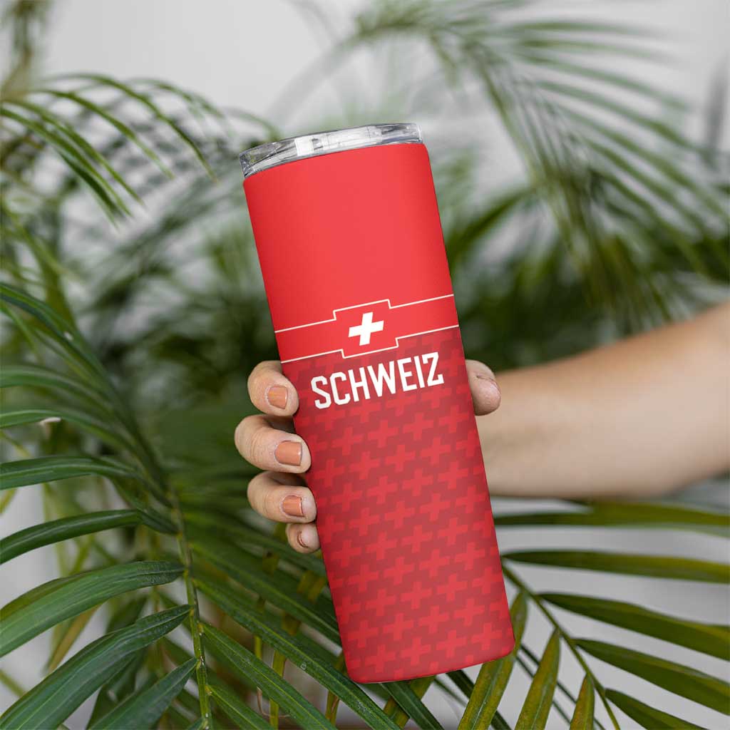 Custom World Football 2026 Switzerland Skinny Tumbler Schweiz Hopp Schwiiz - Wonder Print Shop