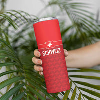 Custom World Football 2026 Switzerland Skinny Tumbler Schweiz Hopp Schwiiz - Wonder Print Shop
