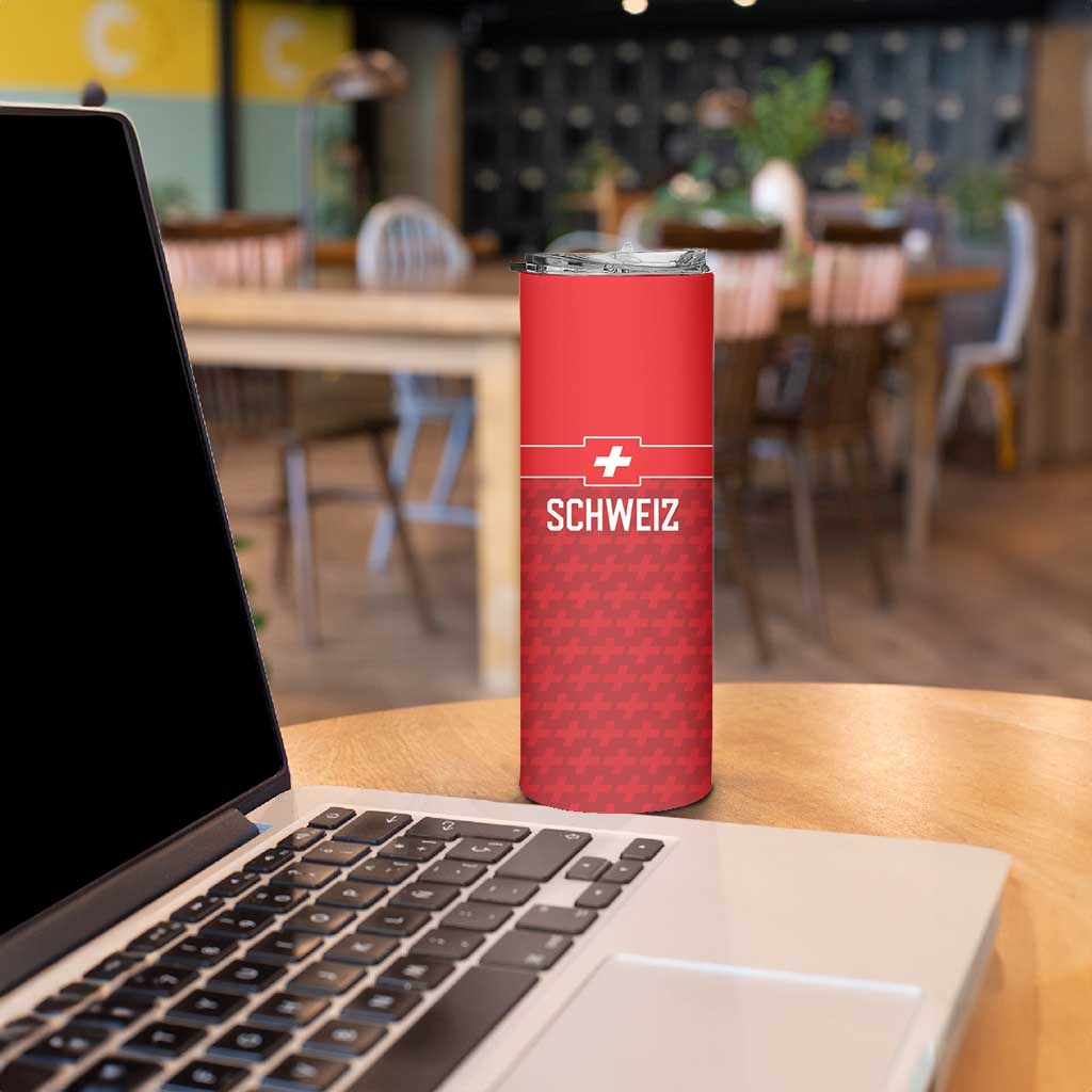 Custom World Football 2026 Switzerland Skinny Tumbler Schweiz Hopp Schwiiz - Wonder Print Shop