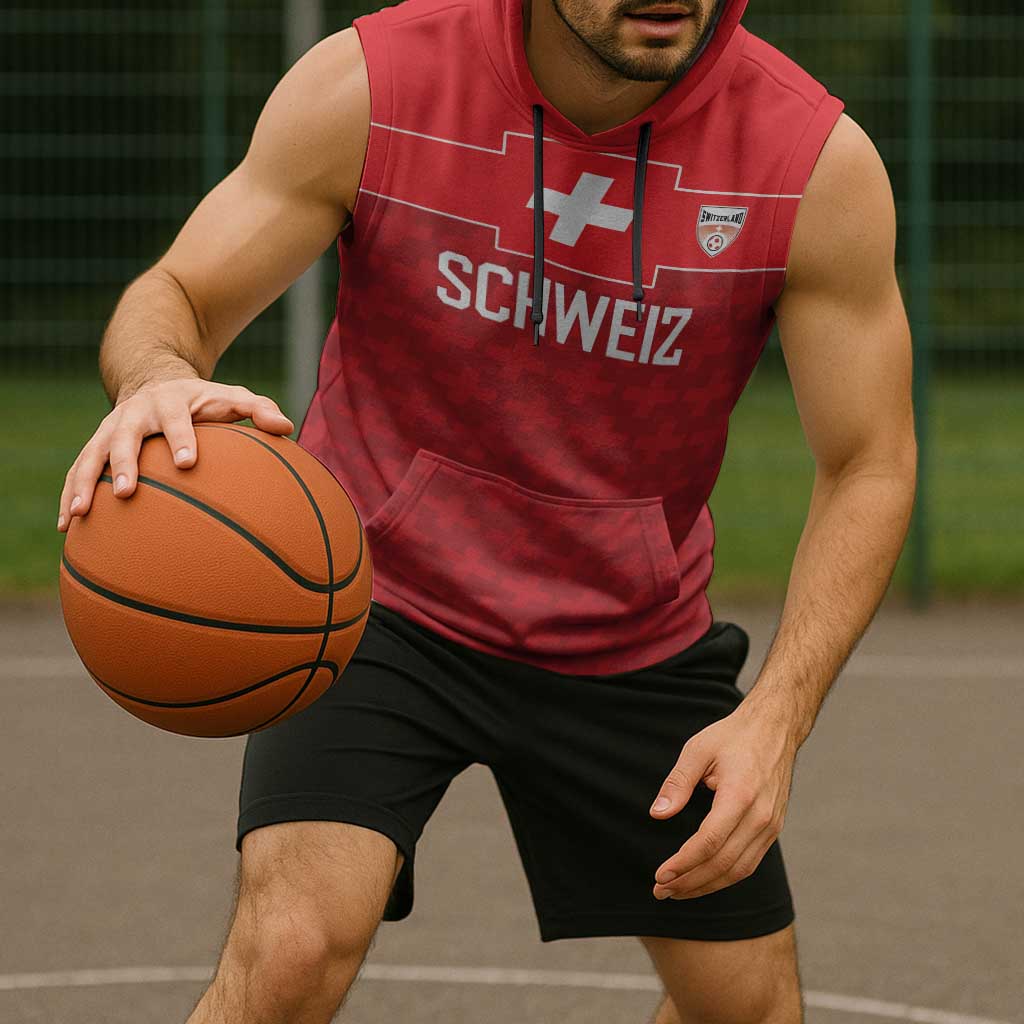 Custom World Football 2026 Switzerland Sleeveless Hoodie Schweiz Hopp Schwiiz - Wonder Print Shop