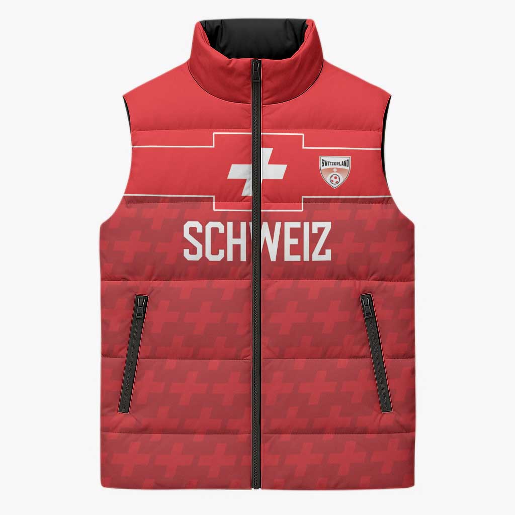 Custom World Football 2026 Switzerland Sleeveless Puffer Jacket Schweiz Hopp Schwiiz - Wonder Print Shop