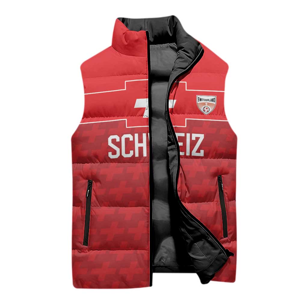 Custom World Football 2026 Switzerland Sleeveless Puffer Jacket Schweiz Hopp Schwiiz - Wonder Print Shop