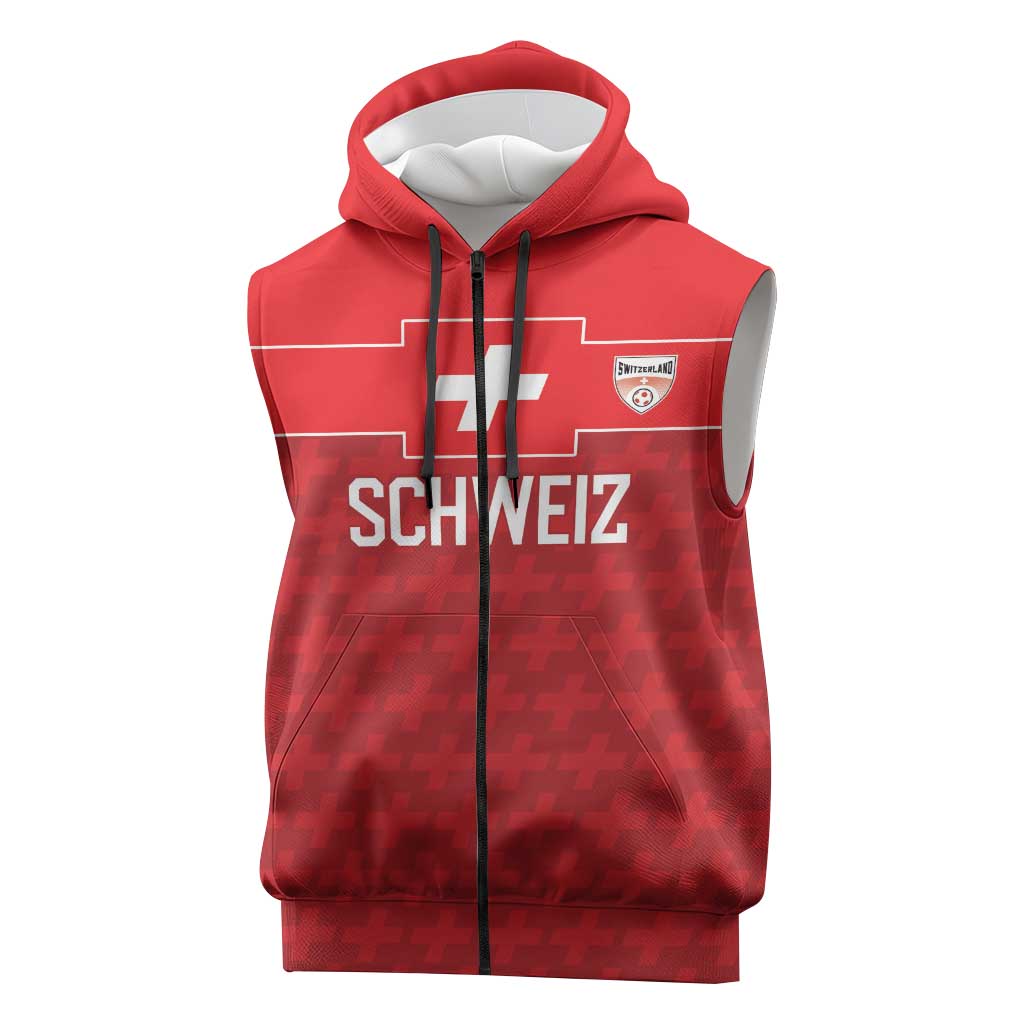 Custom World Football 2026 Switzerland Sleeveless Zip Hoodie Schweiz Hopp Schwiiz - Wonder Print Shop
