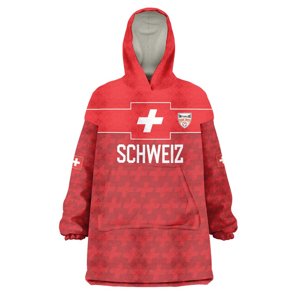 Custom World Football 2026 Switzerland Wearable Blanket Hoodie Schweiz Hopp Schwiiz - Wonder Print Shop