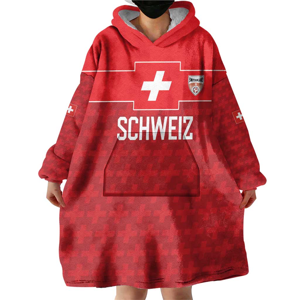 Custom World Football 2026 Switzerland Wearable Blanket Hoodie Schweiz Hopp Schwiiz - Wonder Print Shop