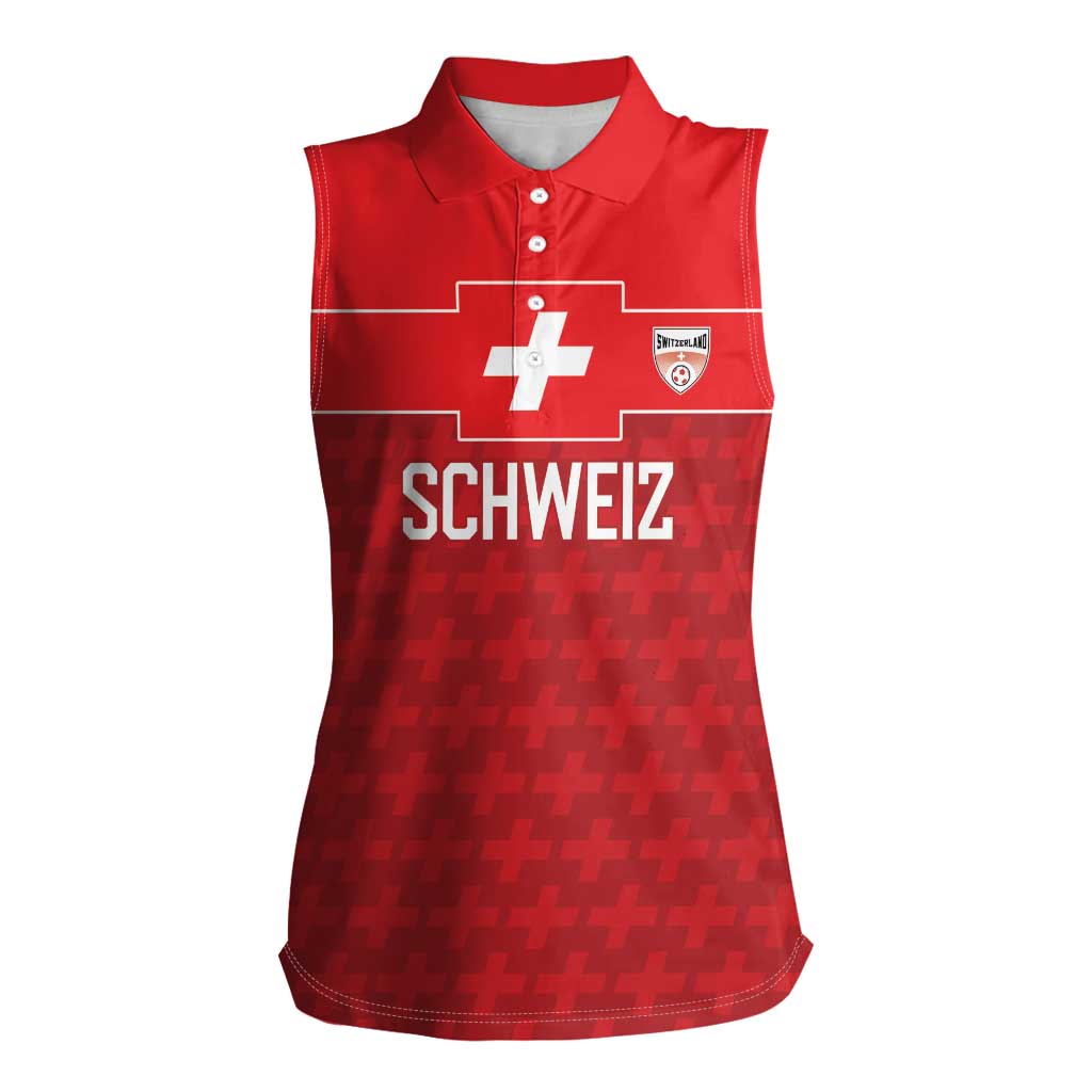 Custom World Football 2026 Switzerland Women Sleeveless Polo Shirt Schweiz Hopp Schwiiz - Wonder Print Shop