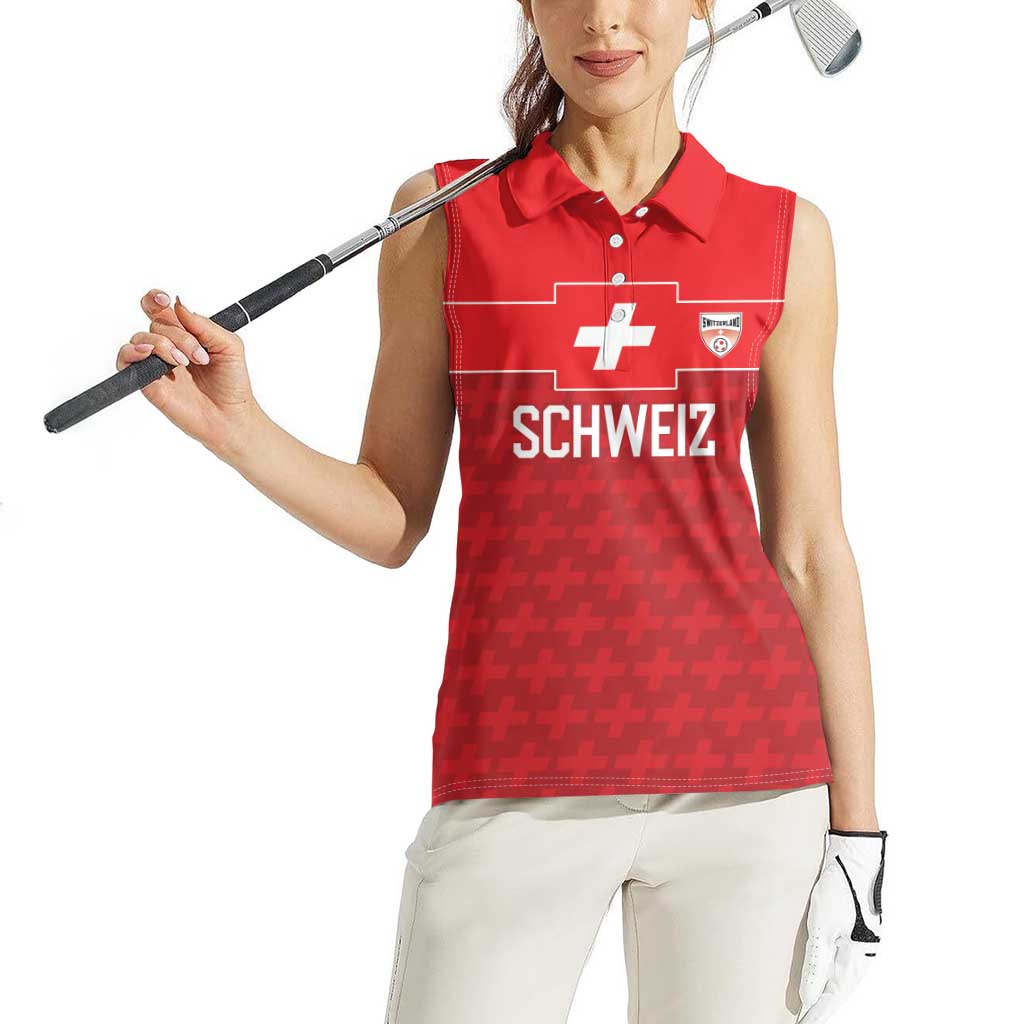 Custom World Football 2026 Switzerland Women Sleeveless Polo Shirt Schweiz Hopp Schwiiz - Wonder Print Shop