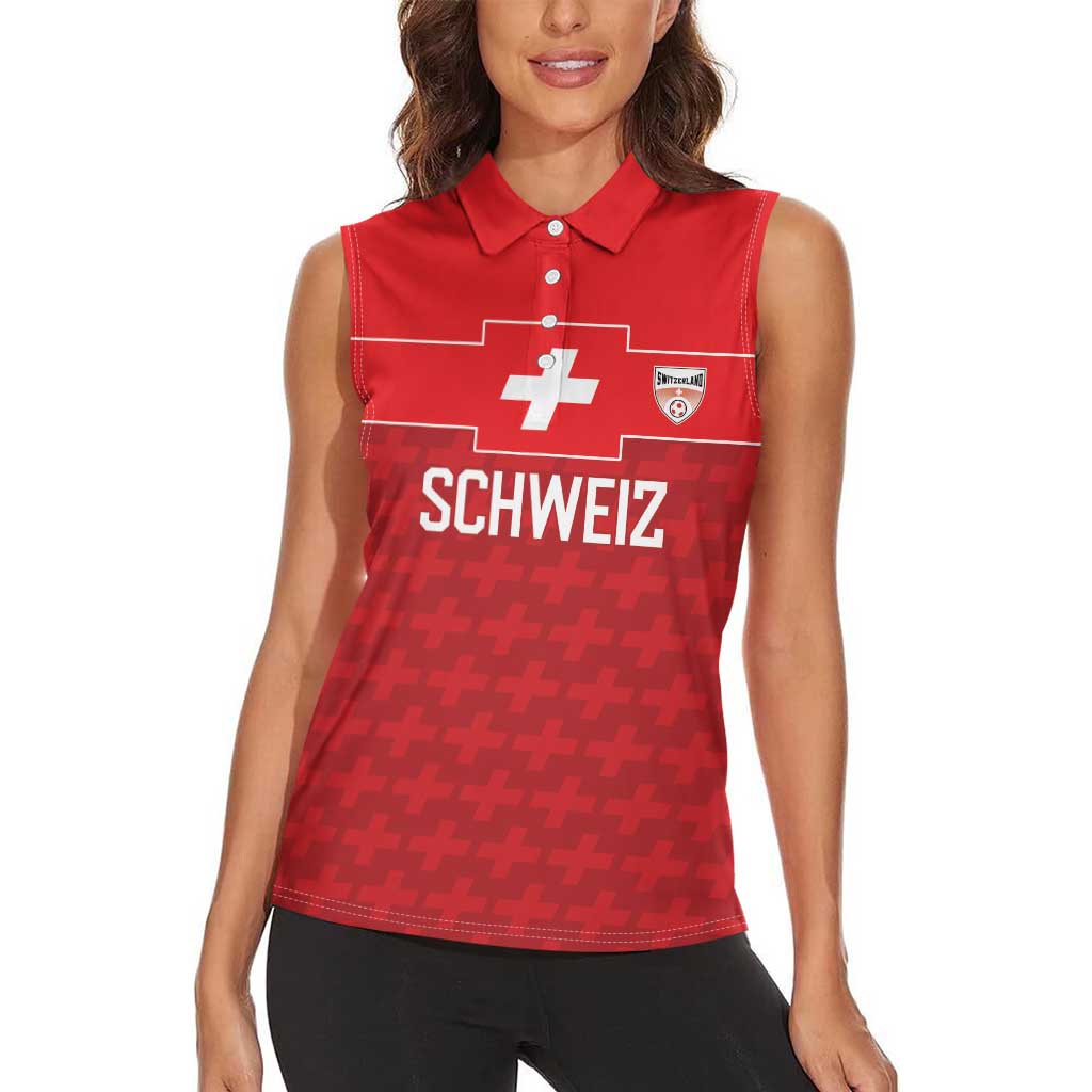 Custom World Football 2026 Switzerland Women Sleeveless Polo Shirt Schweiz Hopp Schwiiz - Wonder Print Shop