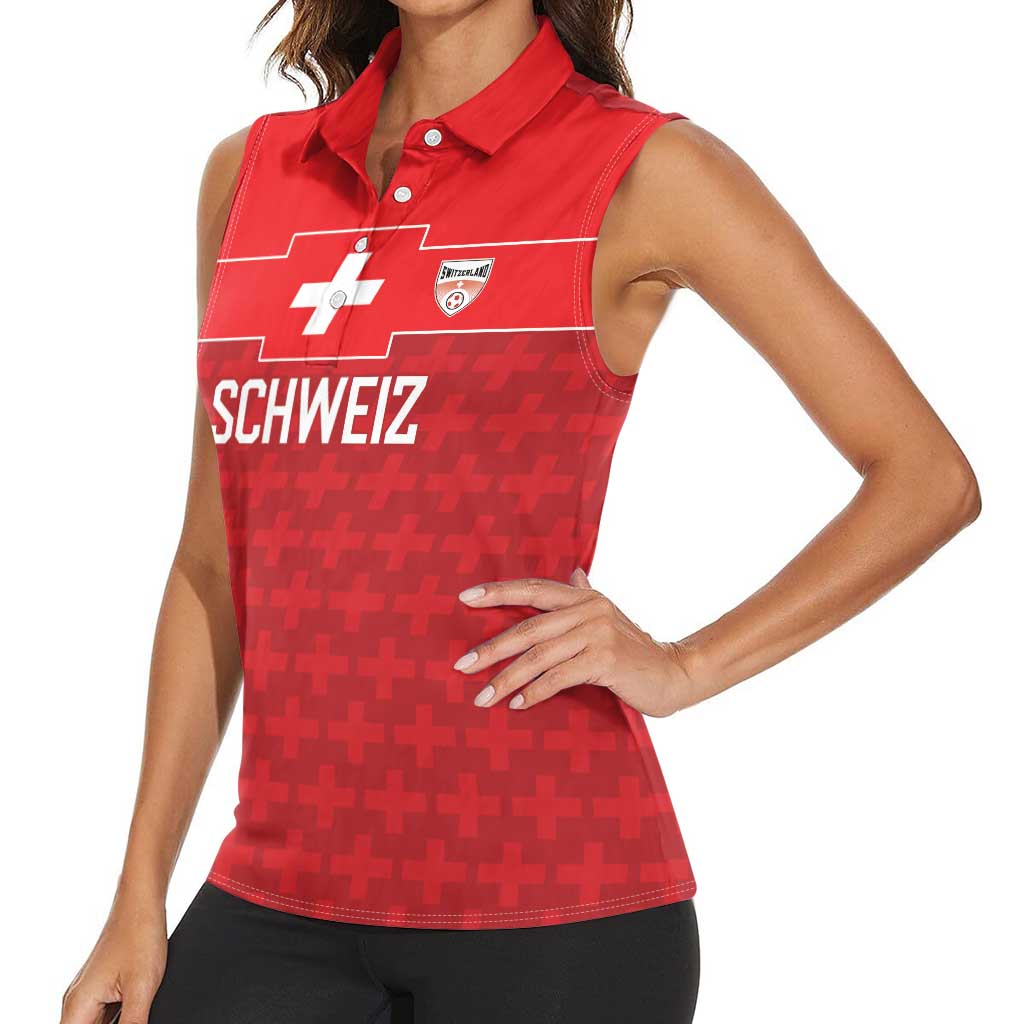Custom World Football 2026 Switzerland Women Sleeveless Polo Shirt Schweiz Hopp Schwiiz - Wonder Print Shop