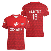 Custom World Football 2026 Switzerland Women V-Neck T-Shirt Schweiz Hopp Schwiiz - Wonder Print Shop