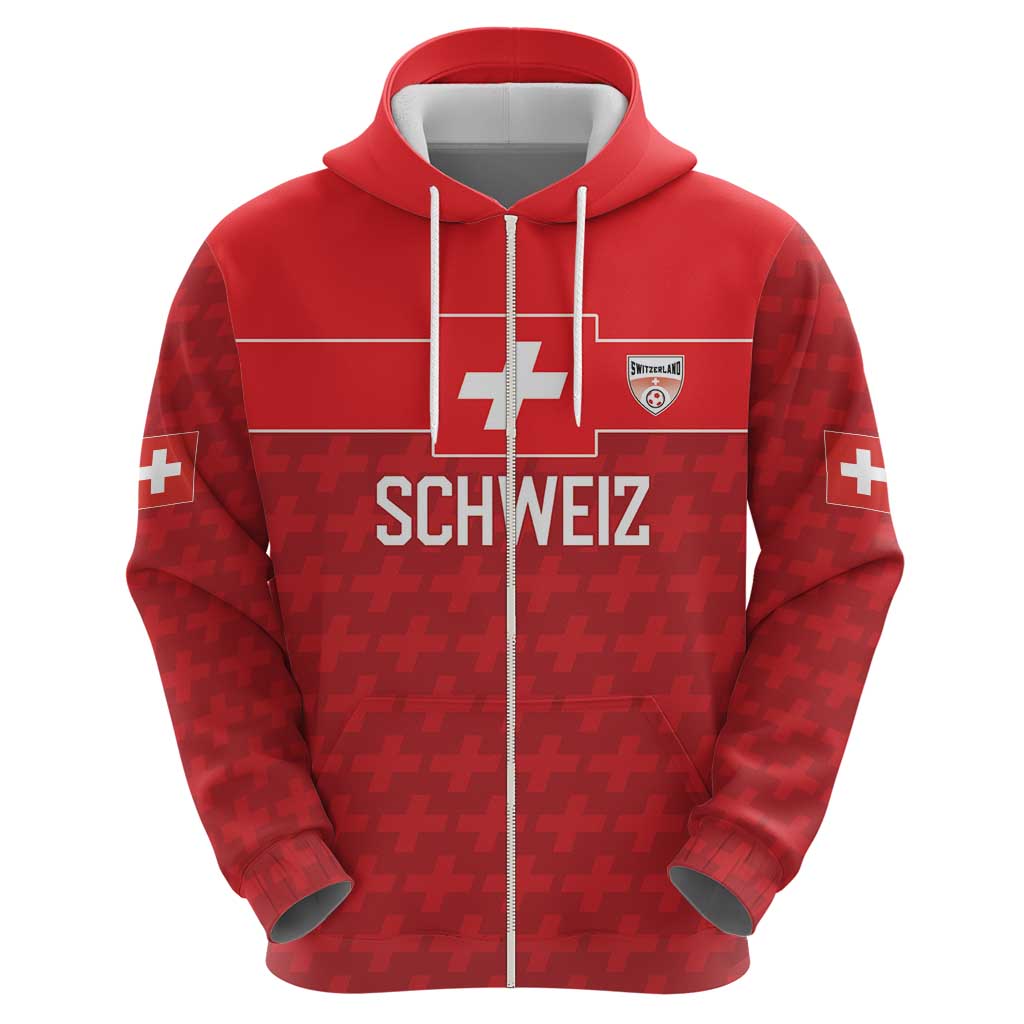 Custom World Football 2026 Switzerland Zip Hoodie Schweiz Hopp Schwiiz - Wonder Print Shop