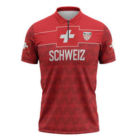 Custom World Football 2026 Switzerland Zipper Polo Shirt Schweiz Hopp Schwiiz - Wonder Print Shop