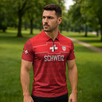 Custom World Football 2026 Switzerland Zipper Polo Shirt Schweiz Hopp Schwiiz - Wonder Print Shop