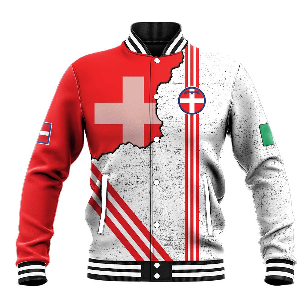Italy Piedmont Baseball Jacket Map With Flag Style - Wonder Print Shop