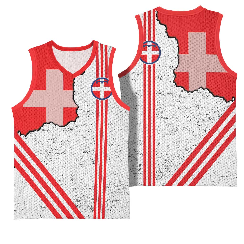 Italy Piedmont Basketball Jersey Map With Flag Style - Wonder Print Shop