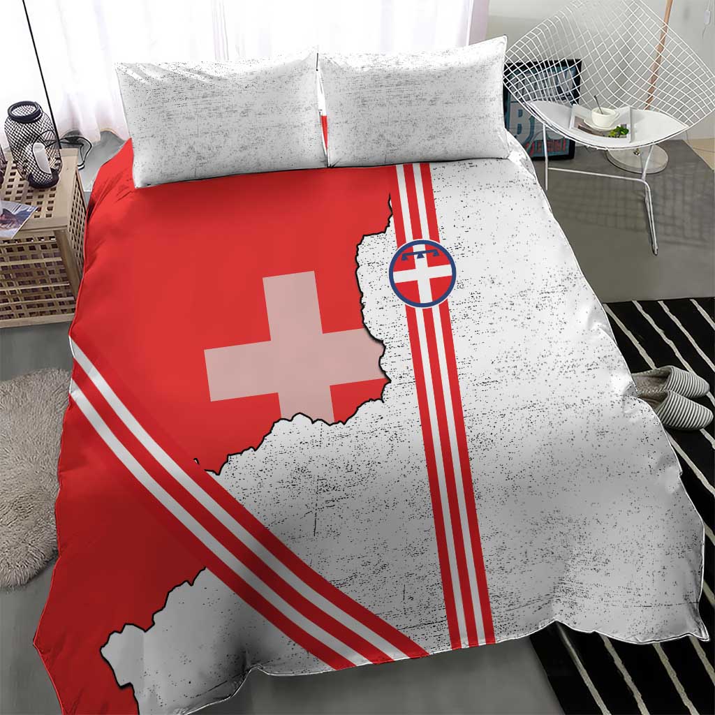 Italy Piedmont Bedding Set Map With Flag Style - Wonder Print Shop