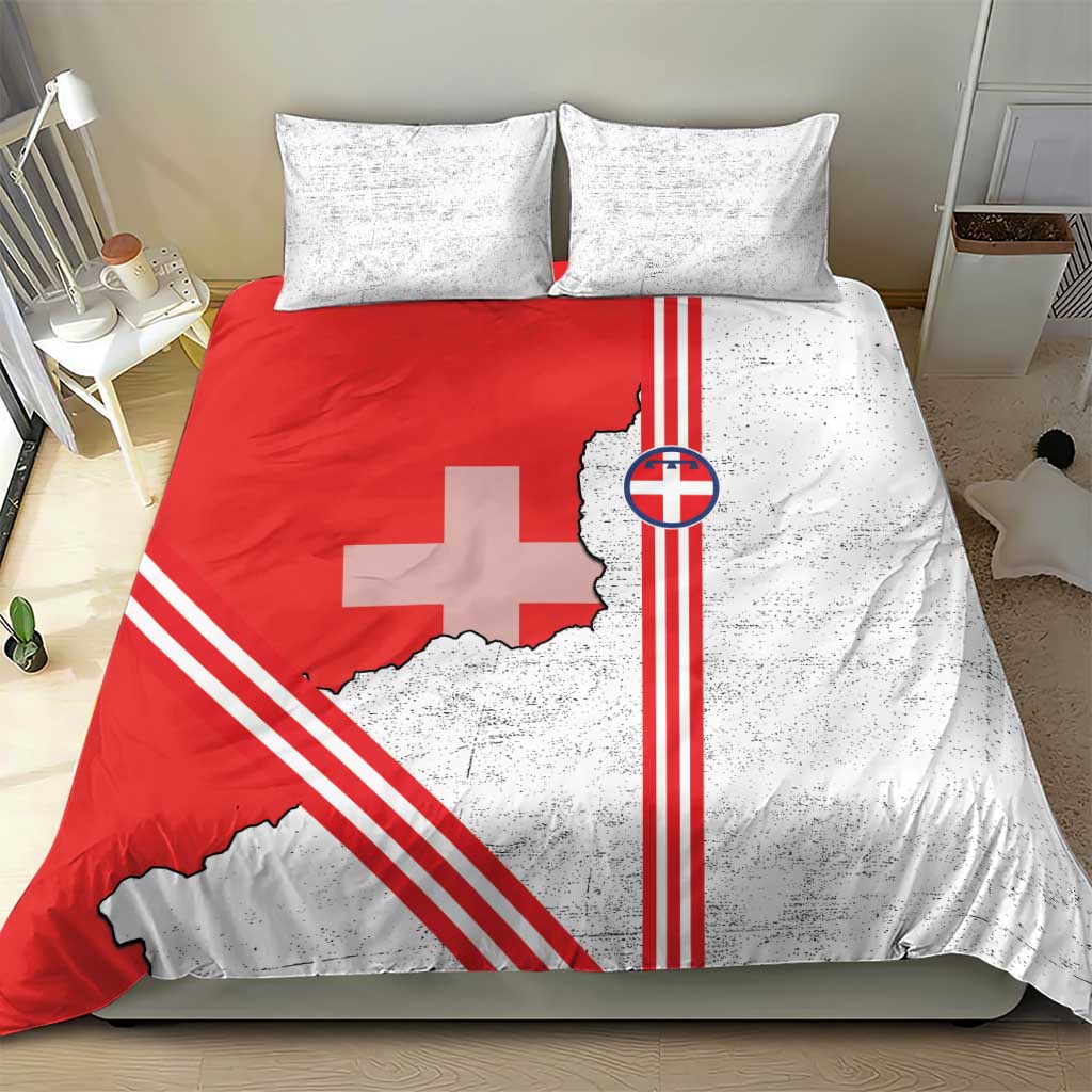 Italy Piedmont Bedding Set Map With Flag Style - Wonder Print Shop