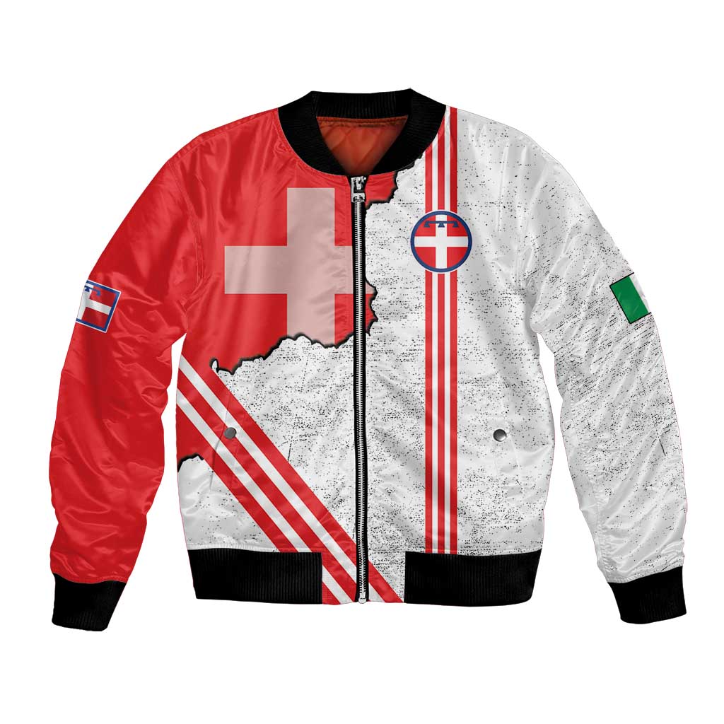 Italy Piedmont Bomber Jacket Map With Flag Style - Wonder Print Shop