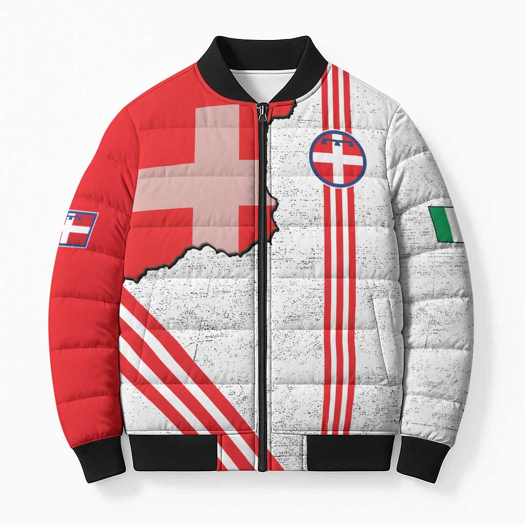 Italy Piedmont Bomber Puffer Jacket Map With Flag Style - Wonder Print Shop