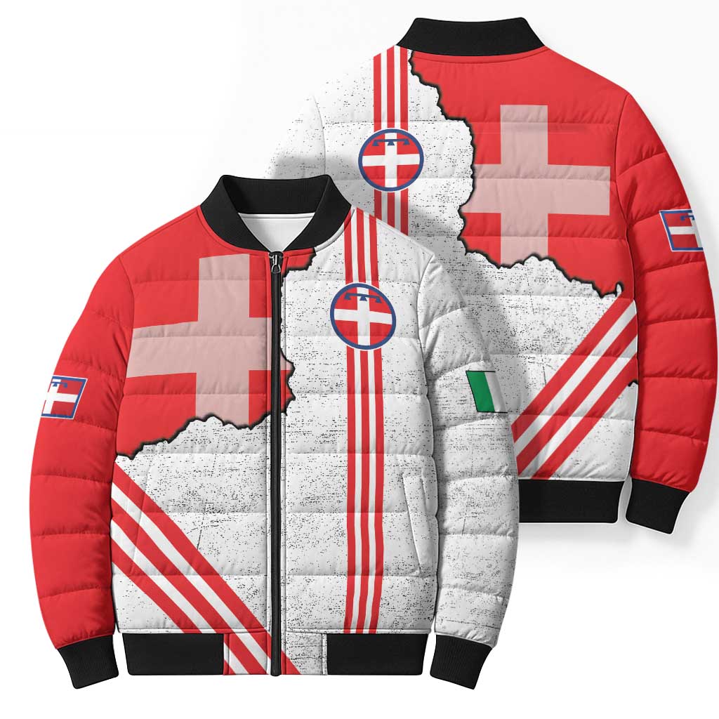 Italy Piedmont Bomber Puffer Jacket Map With Flag Style - Wonder Print Shop