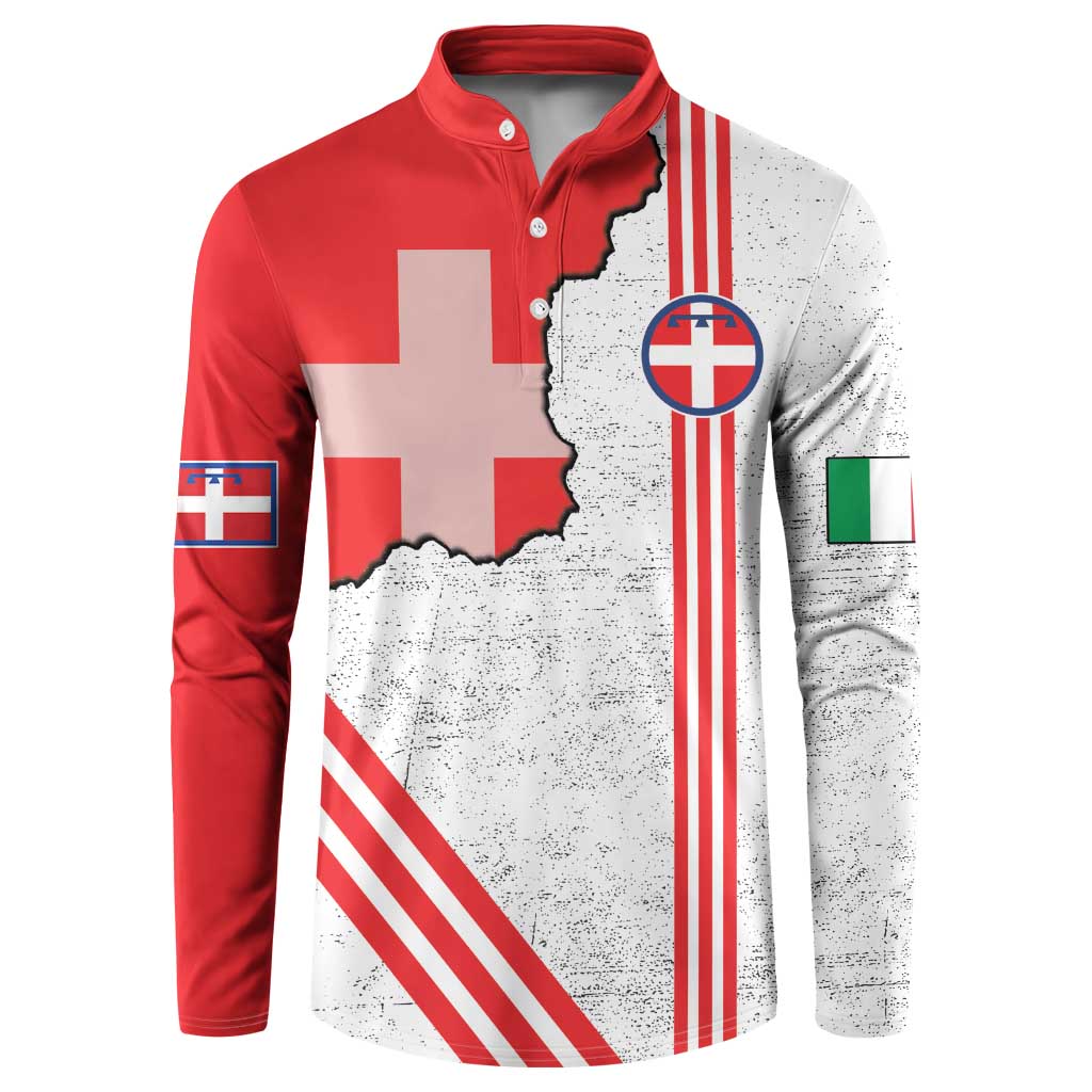 Italy Piedmont Button Sweatshirt Map With Flag Style - Wonder Print Shop