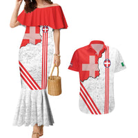 Italy Piedmont Couples Matching Mermaid Dress and Hawaiian Shirt Map With Flag Style - Wonder Print Shop