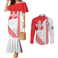 Italy Piedmont Couples Matching Mermaid Dress and Long Sleeve Button Shirt Map With Flag Style - Wonder Print Shop