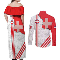 Italy Piedmont Couples Matching Off Shoulder Maxi Dress and Long Sleeve Button Shirt Map With Flag Style - Wonder Print Shop