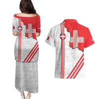 Italy Piedmont Couples Matching Puletasi and Hawaiian Shirt Map With Flag Style - Wonder Print Shop