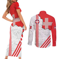 Italy Piedmont Couples Matching Short Sleeve Bodycon Dress and Long Sleeve Button Shirt Map With Flag Style - Wonder Print Shop