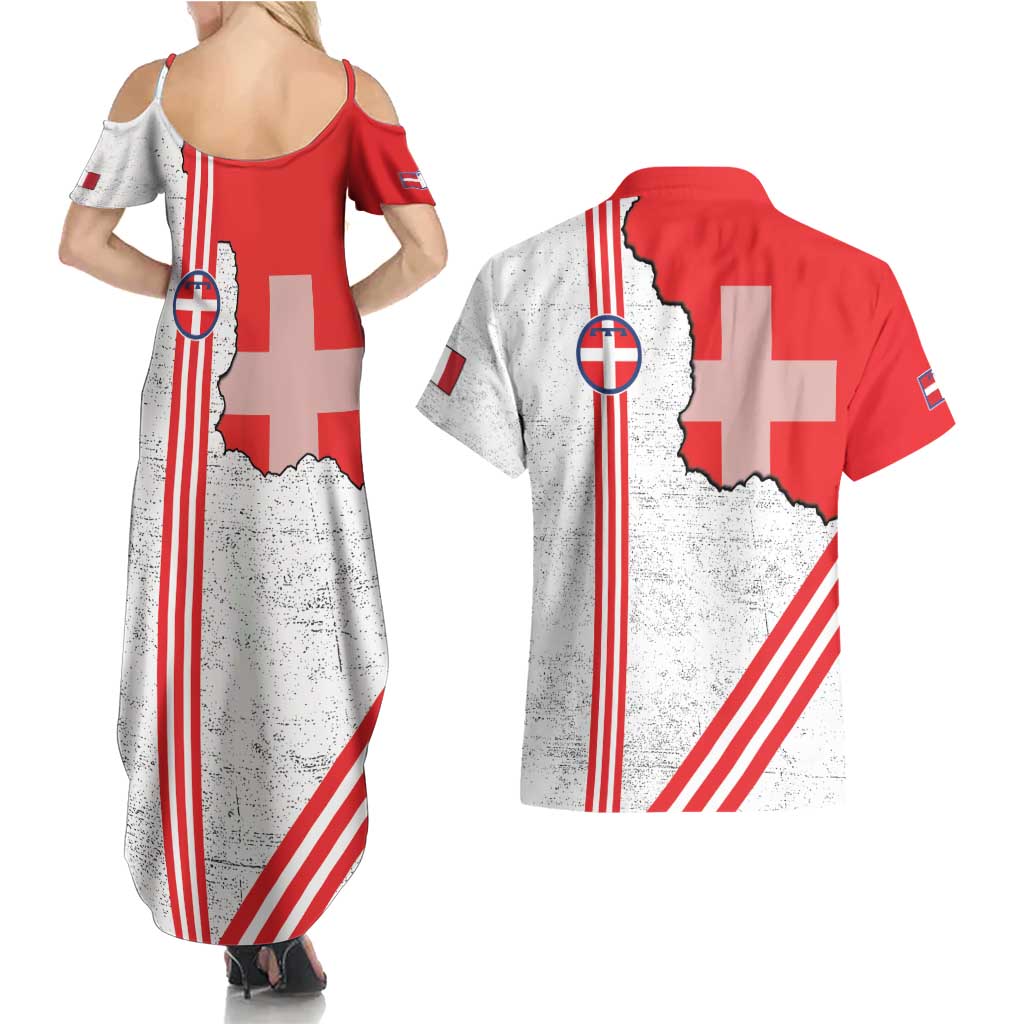 Italy Piedmont Couples Matching Summer Maxi Dress and Hawaiian Shirt Map With Flag Style - Wonder Print Shop