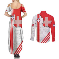 Italy Piedmont Couples Matching Summer Maxi Dress and Long Sleeve Button Shirt Map With Flag Style - Wonder Print Shop