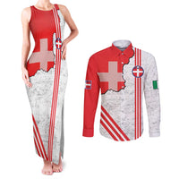 Italy Piedmont Couples Matching Tank Maxi Dress and Long Sleeve Button Shirt Map With Flag Style - Wonder Print Shop