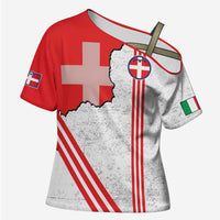 Italy Piedmont Cross Shoulder Shirt Map With Flag Style - Wonder Print Shop