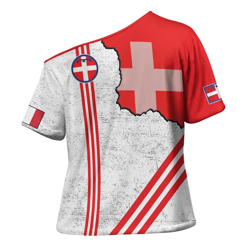 Italy Piedmont Cross Shoulder Shirt Map With Flag Style - Wonder Print Shop
