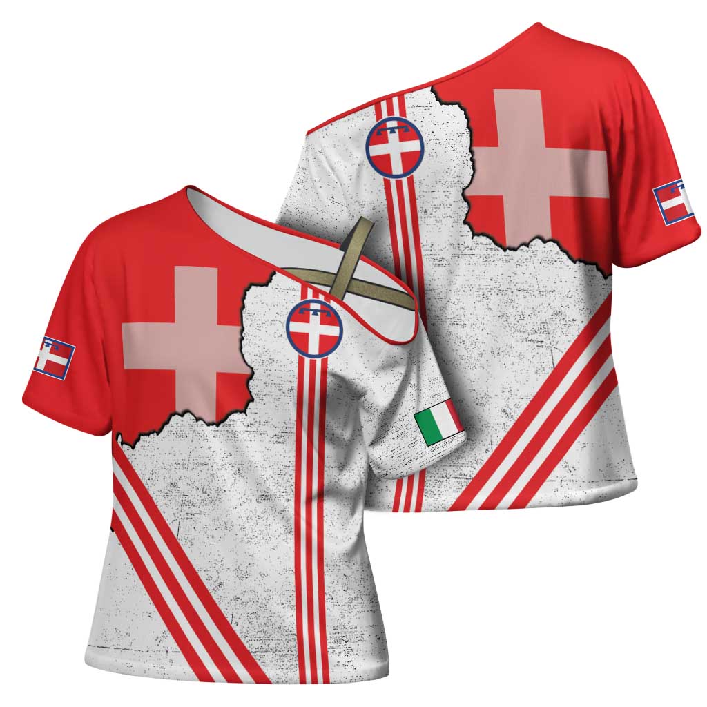 Italy Piedmont Cross Shoulder Shirt Map With Flag Style - Wonder Print Shop
