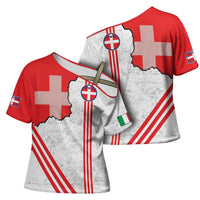 Italy Piedmont Cross Shoulder Shirt Map With Flag Style - Wonder Print Shop