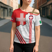 Italy Piedmont Cross Shoulder Shirt Map With Flag Style - Wonder Print Shop
